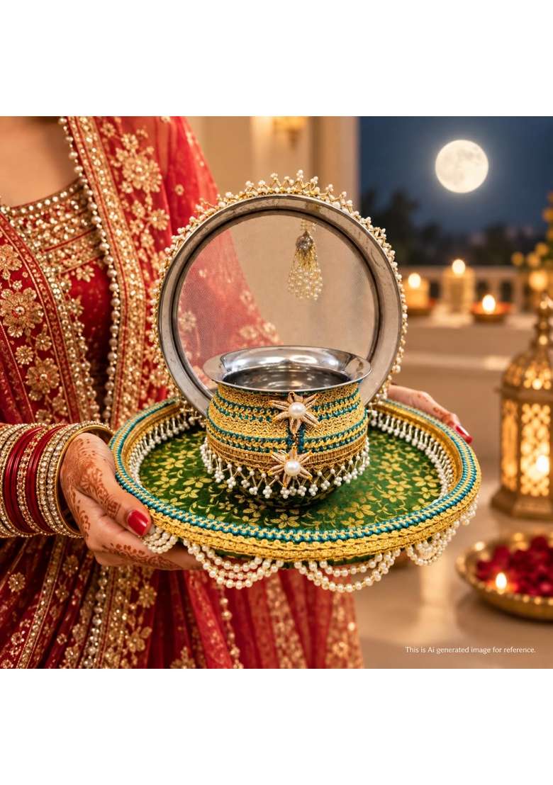 Karva Chauth Thali Karwa Chauth Platter Set Assorted 11 Inch - Indya