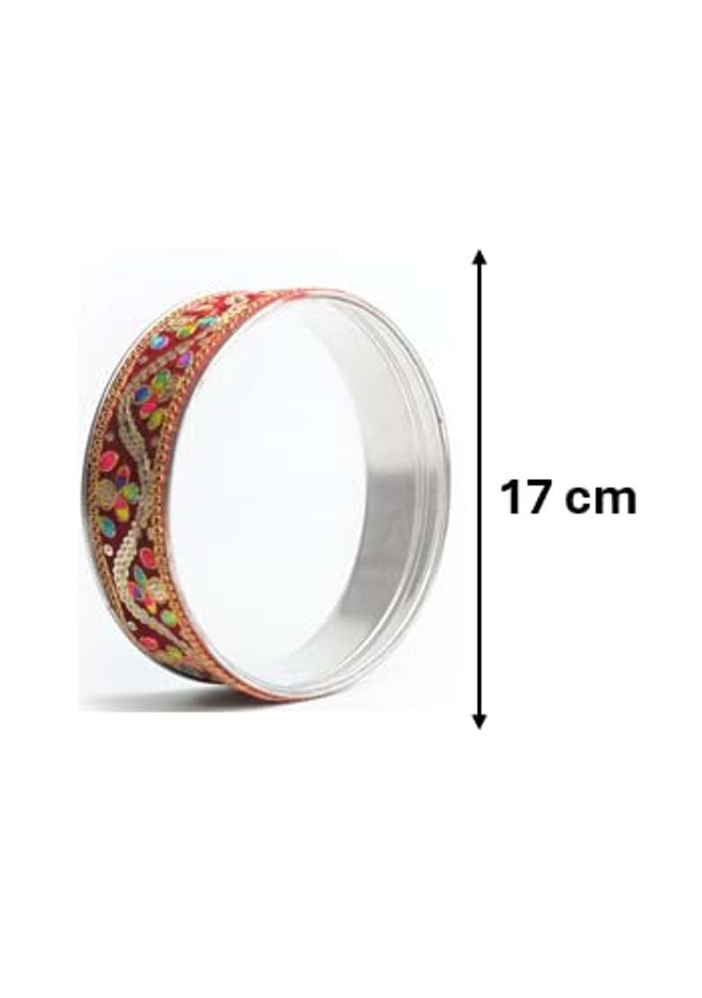 Tarini Gallery Handcrafted Karwa Chauth Thali Set with Bowls Diya and Kalash Decorated Steel Plate Platter - Indya
