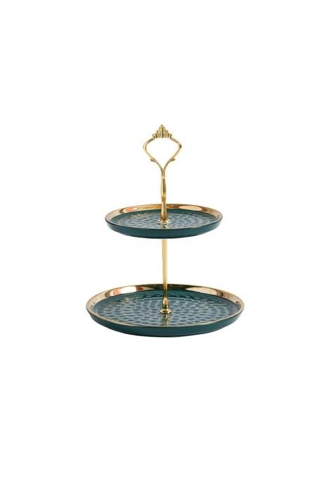 FURN Aspire Luxurious Ceramic Two Layer Fruit Plate Detachable Serving Tray Dessert Tower for Wedding Birthday