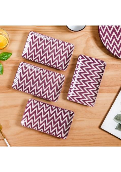 Nestasia Ceramic Serving Platters 7 Inch Each Elegant Rectangular Serving Trays with Glossy Finish Set of 4