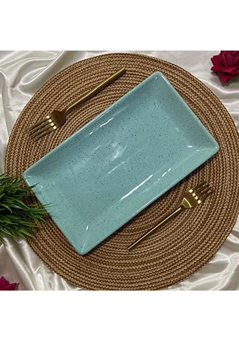 Ceramic Dining Studio Collection Aqua Blue Sprinkle Ceramic Designer 11 Inches Serving Tray Platter Fruit