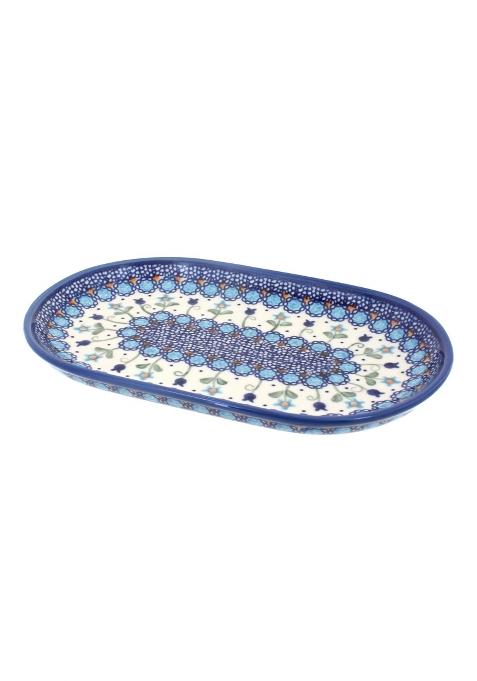 Blue Rose Polish Pottery Blue Savannah Small Oval Platter 9 X 5 Point 75 Unique Platter for Dinner Parties
