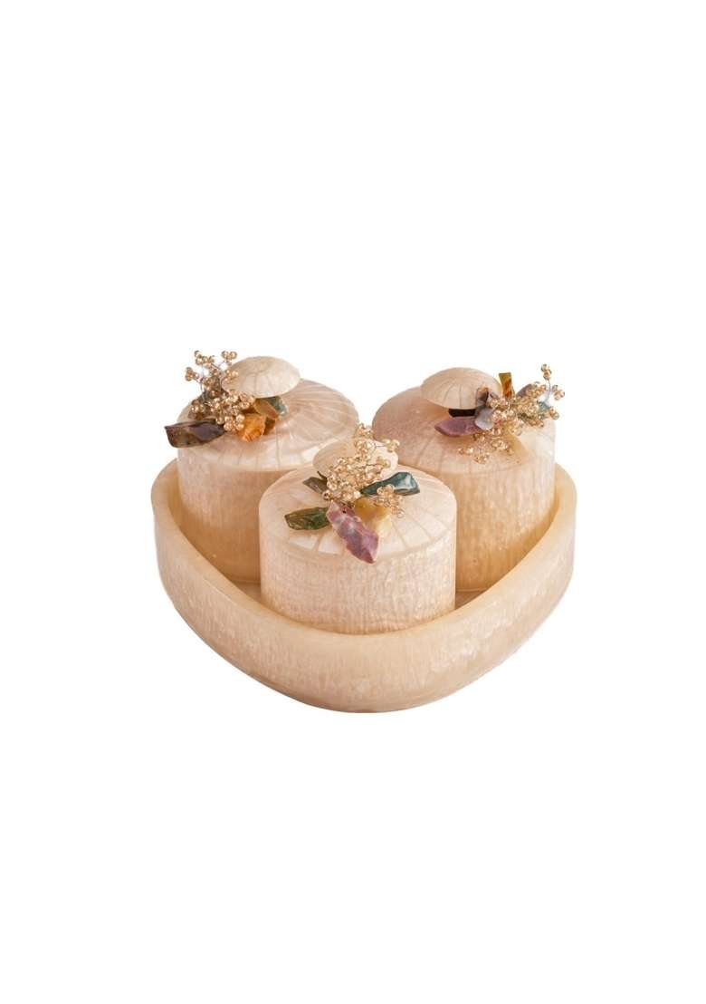 Kalakriti Creations Smooth Finish Molded Resin Trio Delight Serving Tray Set - Indya