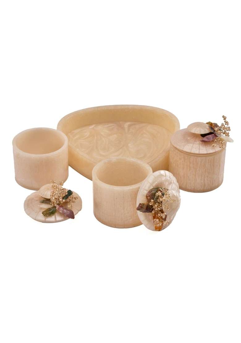 Kalakriti Creations Smooth Finish Molded Resin Trio Delight Serving Tray Set - Indya