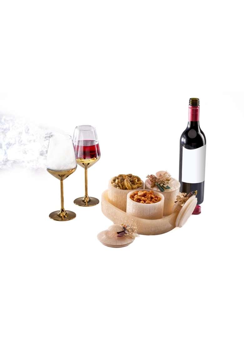 Kalakriti Creations Smooth Finish Molded Resin Trio Delight Serving Tray Set - Indya