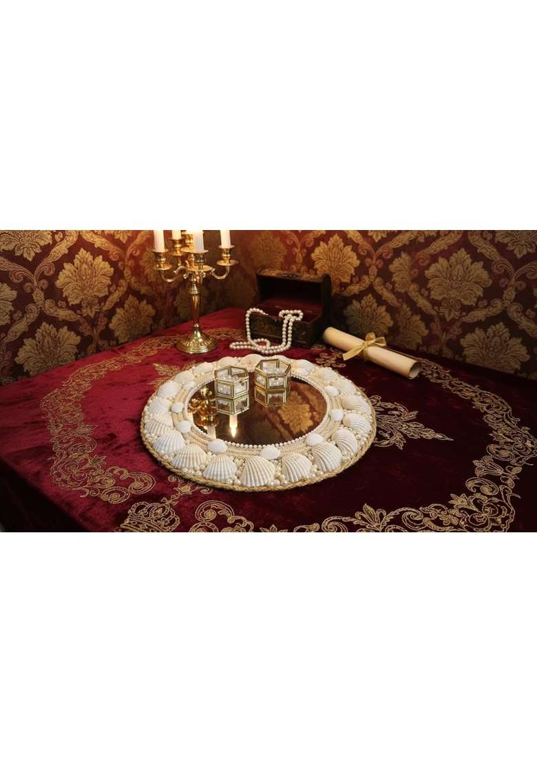 Unique Palette Luxury Mirror Finish Engagement Ring Platter Decorative Ring Tray with Mirror Base - Indya