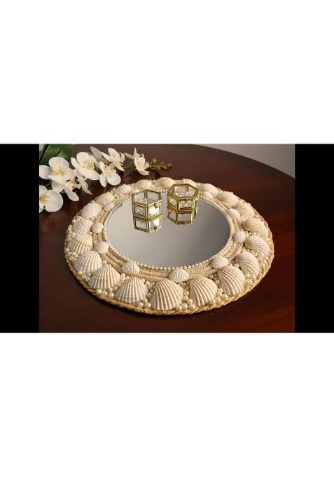 Unique Palette Luxury Mirror Finish Engagement Ring Platter Decorative Ring Tray with Mirror Base