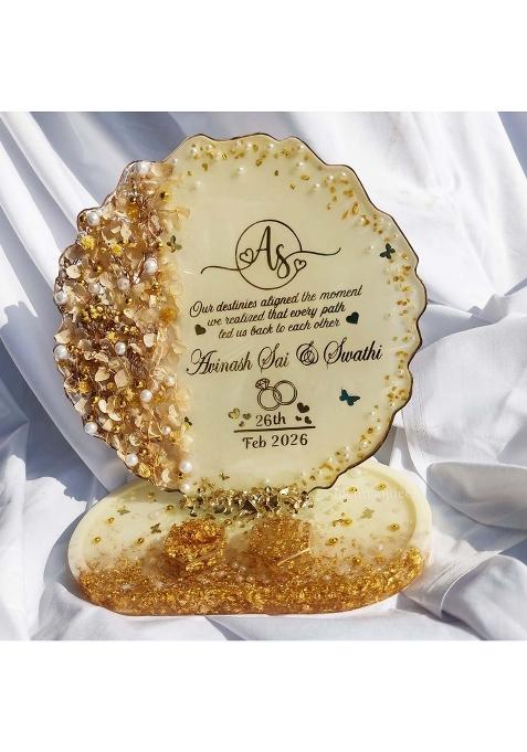 Penman Decor Personalized Engagement Ring Platter with Stand 8 Inch Upper Platter and 8 Inch Base Tray