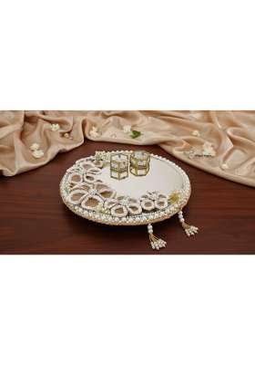 Unique Palette Mirror Finish Engagement Ring Platter with 2 Glass Ring Box Decorative Ring Tray for Wedding