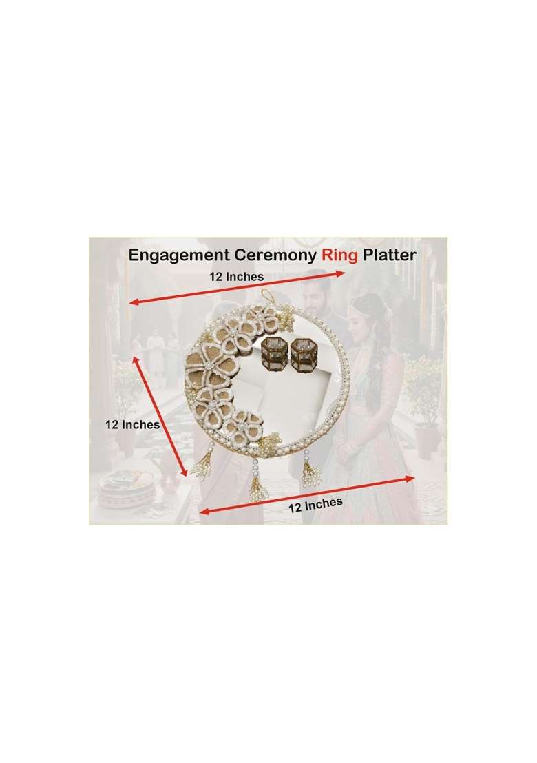 Unique Palette Mirror Finish Engagement Ring Platter with 2 Glass Ring Box Decorative Ring Tray for Wedding - Indya