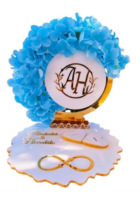 Unique Palette Personalized Engagement Wedding Ring Platter with Customized Names and Logo
