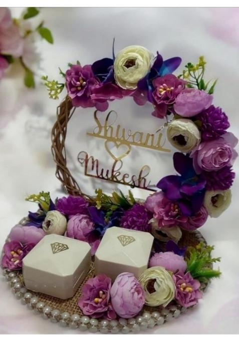 Giftsbouquet Purple Engagement Ring Platter for Ring Ceremony