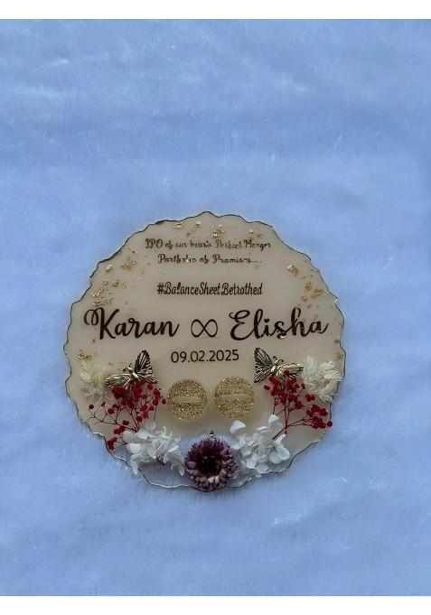 Shyama Craft Ivory Engagement Ring Tray Ring Holder Resin Platter with Handle