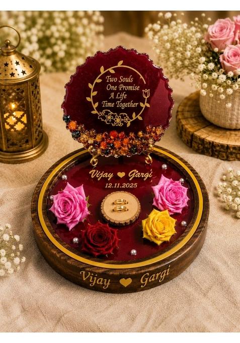 Custom Personalized Engagement Ring Platter Wooden and Resin