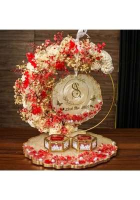 Penman Decor 8 Inch Resin Engagement Ring Platter with Detachable Handmade Decorative Tray for Roka Wedding