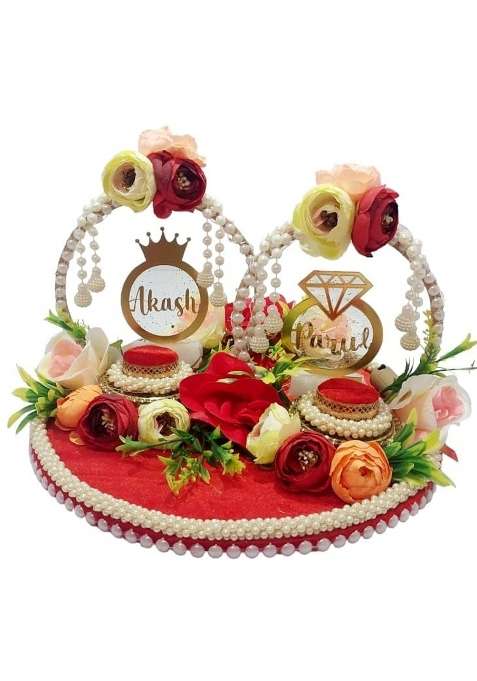 Giftsbouquet Red Engagement Ring Platter for Ring Ceremony