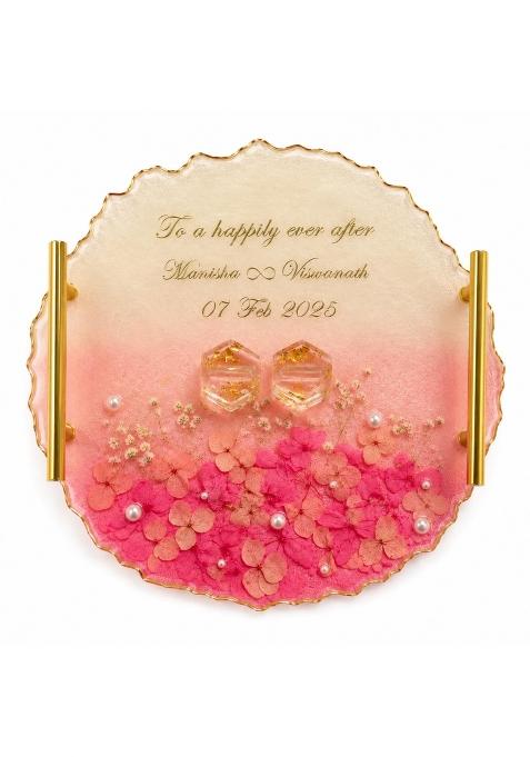 Aanchqala Personalized Floral Resin Ring Platter with Handles