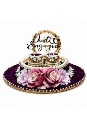 Wooden Engagement Ring Platter for Bride and Groom 10 and Half X 10 and Half X 9 and Half Inch