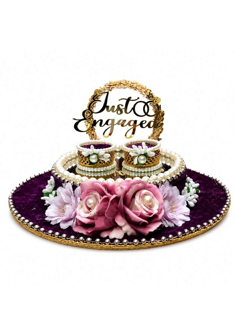 Wooden Engagement Ring Platter for Bride and Groom 10 and Half X 10 and Half X 9 and Half Inch - Indya