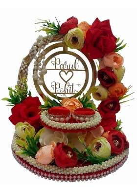 Giftsbouquet Red Engagement Ring Platter for Ring Ceremony Wedding Ring Platter