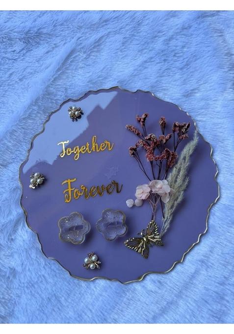 Shyama Craft Purple Engagement Ring Tray Ring Holder Resin Platter with Handle