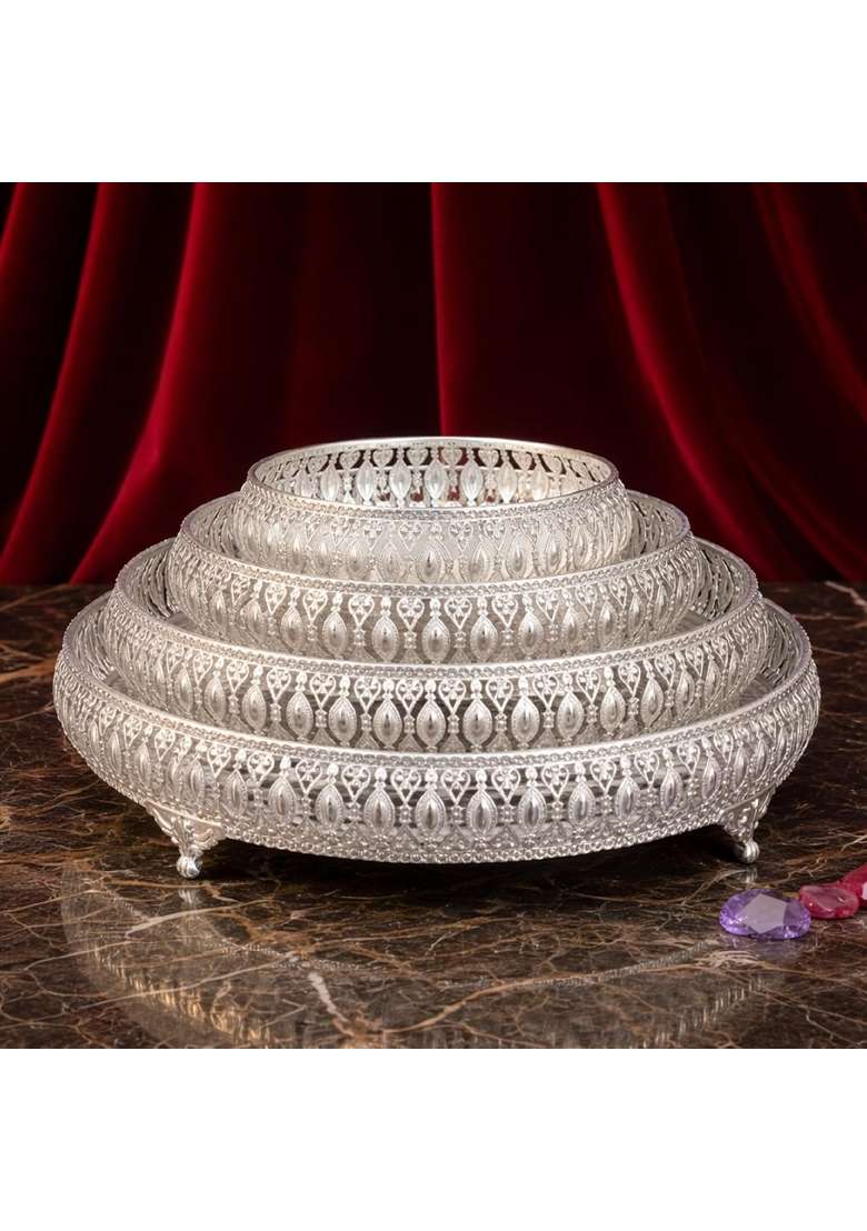 Sgr Handicrafts Decorative Tray Set Handcrafted Designer Gifting and Serving Trays Set of 4 - Indya