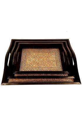 Apka Mart the Online Shop Handicraft Serving Tray Brass Tray Set of 3