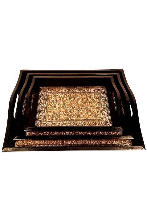 Apka Mart the Online Shop Handicraft Serving Tray Brass Tray Set of 3