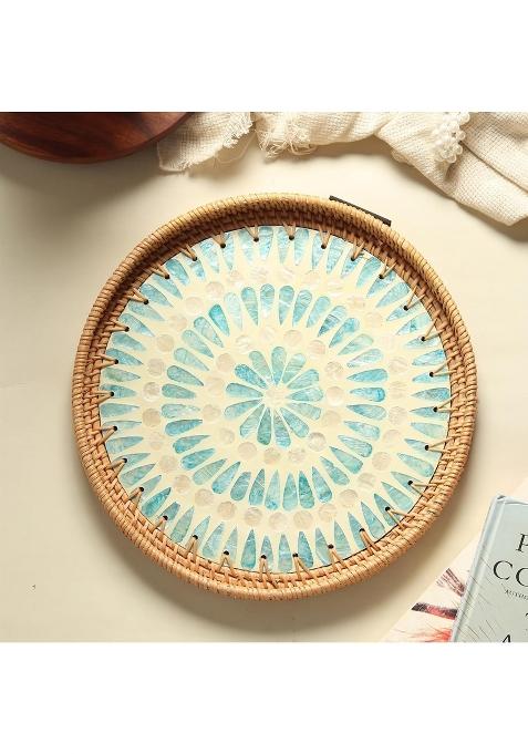 Habere India All the Cultures Fabricating India Blue Tea Tray for Serving