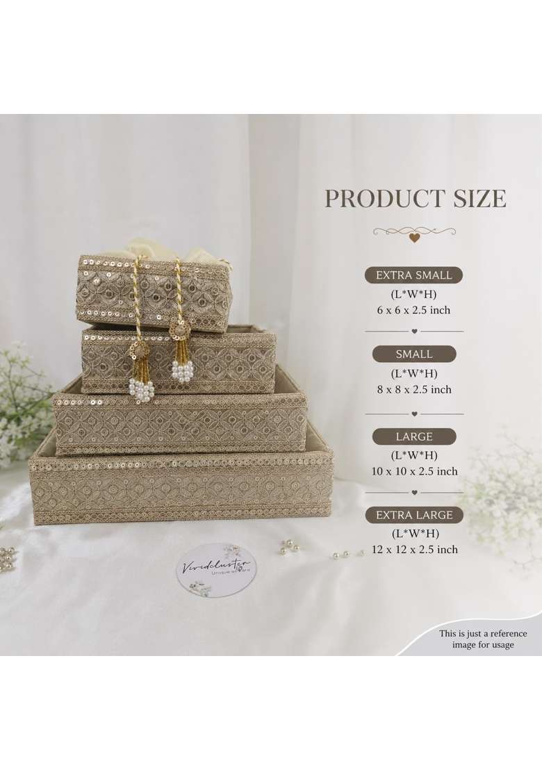 Shagun Tray Wedding Gift Tray Beige 6 8 10 12 Inch Pack of 4 - Indya