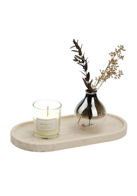 Koville Beige Italian Travertine Tray 12 x6 Vanity Decorative Marble Tray for Countertop