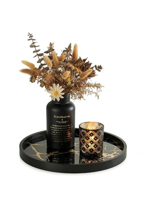 Hanobe Decorative Tray for Home Decor Round Serving Trays for Coffee Table
