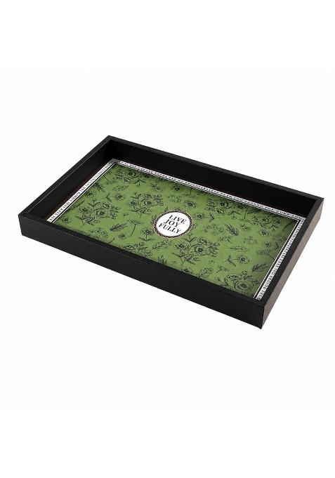 Shopora Rectangular Tabletop Storage Tray Low Profile Tray with Decorative Blue