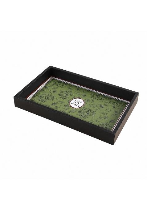 Shopora Rectangular Tabletop Storage Tray Low Profile Tray with Decorative Blue