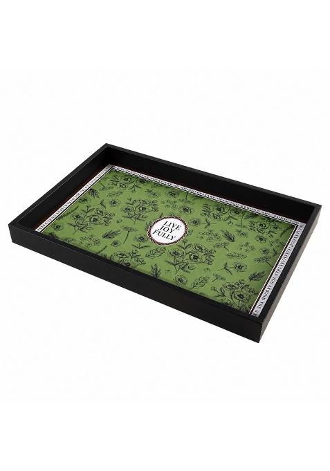 Shopora Rectangular Tabletop Storage Tray Low Profile Tray with Decorative Blue