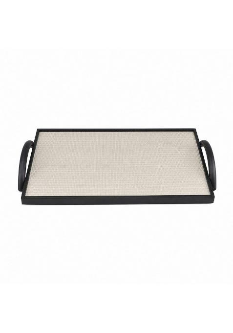 Trendivibe Glossy Decorative Tray with Handles Contemporary Metal Tray with Handles Modern Glam Textured