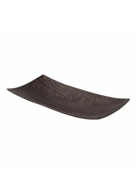 Clovrix Electroplated Aluminum Decorative Tray Textured Tray with Wood Grain Embossed Texture Sculptural