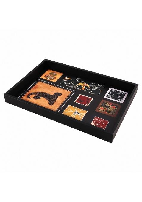 Shopora Leather Covered Decorative Storage Tray Vintage Themed H03 Gold