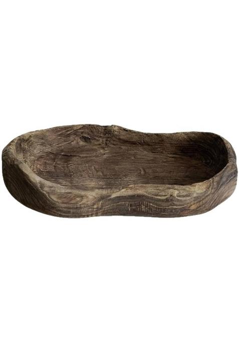 Clovrix Vintage Style Wood Serving Tray Wabi Sabi Hand Carved Wood Tray Irregular Shape Wooden Plate