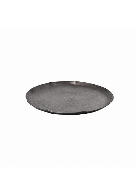 Trendivibe Decorative Aluminum Tray with Hammered Surface Low Silhouette Round Metal Tray for Coffee Table