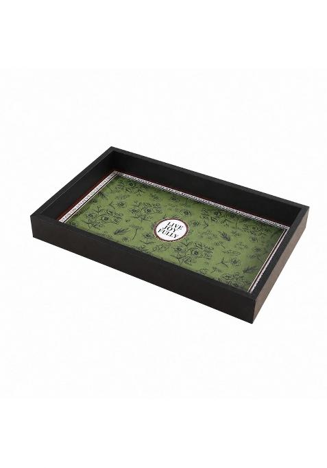 Vistora Slim Rectangular Tabletop Storage Tray Multifunctional Tray with Decorative Printed Insert Long
