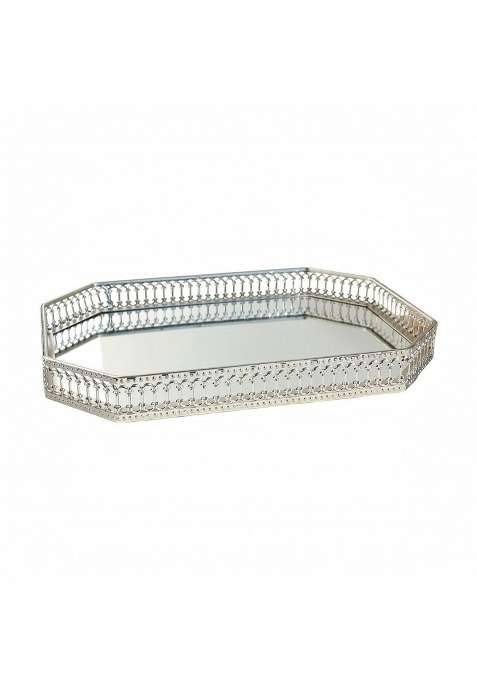 Vistora Silver Mirror Vanity Tray Vintage Inspired Mirrored Tray Ornate Decorative for Dresser Coffee Table