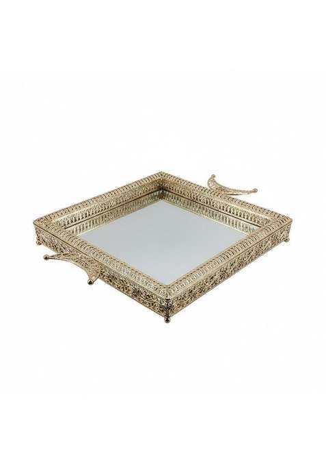 Secret Desire Ornate Tray Elegant Decorative Mirror Serving Tray Luxury Look Ornate Fruit Platter for Living