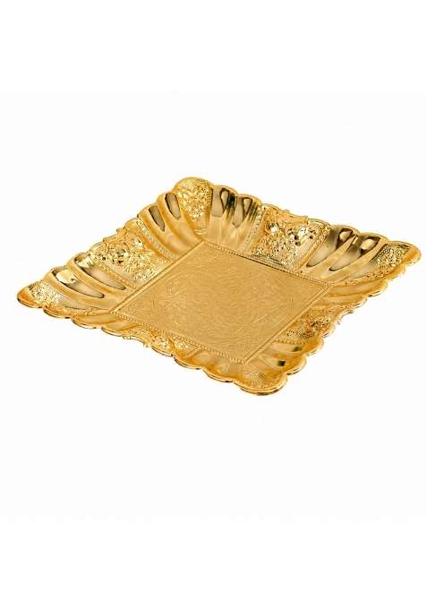 Clovrix Ornate Electroplated Iron Fruit Tray Decorative Square Iron Serving Tray Multi Functional Trays Long
