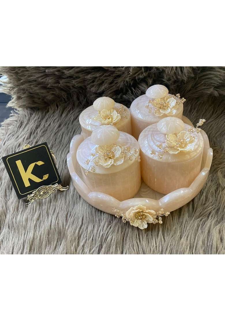 Kalakriti Creations Smooth Finish Molded Resin Delight Serving Tray Set Set of 4 - Indya