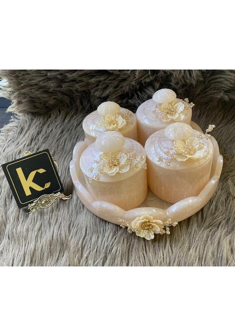 Kalakriti Creations Smooth Finish Molded Resin Delight Serving Tray Set Set of 4
