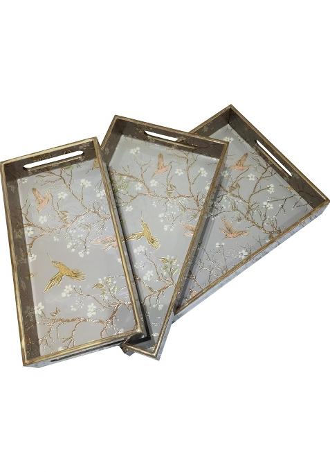 NORI Home Goods Serving Trays MDF Wooden Tray Collectible Trays Set of 3