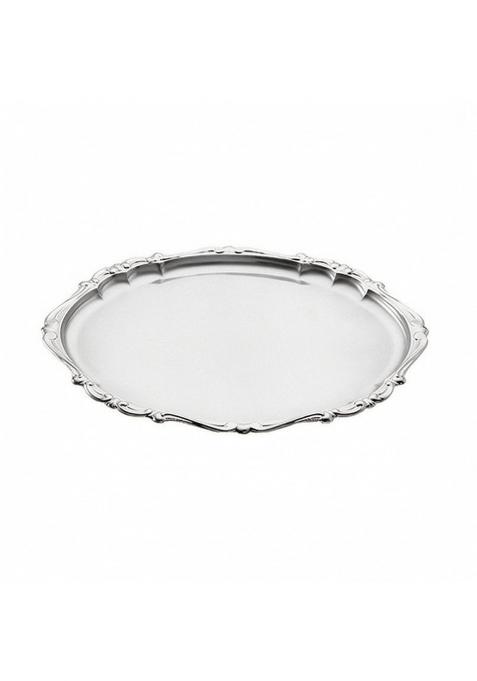 Zoomella Ornate Stainless Steel Serving Tray Decorative Oval Tray with Handles Vintage Style Metal Platter