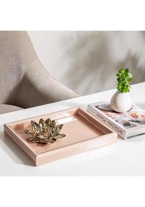 ESQ Living Peach Cala Glass Decorative Tray for Home Decor Decorative Tray Organiser