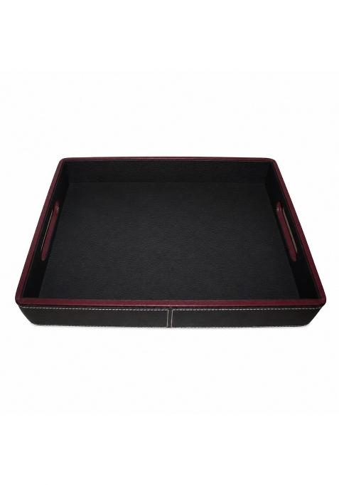 PU Leather Serving Tray with Handles for Coffee Table Tea and Snack Serving Vanity and Home Decor